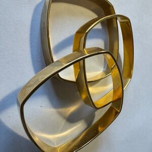 3 gold tone square bangles